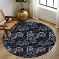 thumbnail image 2 of Round Area Rug 6 Ft, Vintage Flowers Washable Non-Slip Circle Carpet for Living Room/Bedroom, Dark Blue Dandelion Plants Pastoral Botanical Low-Profile Indoor Mats Collection Rugs for Residential, 2 of 8