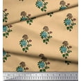 thumbnail image 3 of Soimoi Crepe Silk Fabric Leaves & Floral Block Print Fabric by Yard 42 Inch Wide, 3 of 3