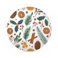 thumbnail image 2 of 15.4" Round Placemat Set of 1 Polyester Fabric Place Mats Non-Slip Dining Kitchen Table Mats for Kitchen Party Decor Christmas Spices and Holly Leaves, 2 of 5