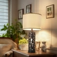 thumbnail image 4 of Set of 2 Table Lamps with Night Light, 28" Farmhouse Table Lamp with USB A+C Ports,Brown Ceramic Bedside Lamp with Fabric Shade for Living Room,Bedroom,Home,Office(2 Bulbs Included), 4 of 12