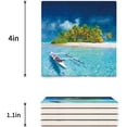 thumbnail image 3 of FMSHPON Hawaiian Beach Set of 8 Coaster for Drinks, Absorbent Ceramic Stone Coasters Cup Mat with Cork Base for Home Kitchen Room Coffee Table Bar Decor, 3 of 4