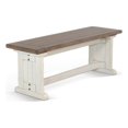 thumbnail image 1 of Dean Side Dining Bench- Plank Style Seat- Off White and Brown 48 Inch, 1 of 6