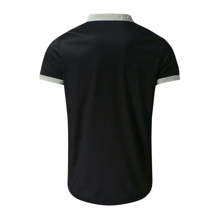 B91xZ Workout Shirts Male Casual Stripe Print Turn Down Zipper Collar  Blouse Short Sleeve Colla Short Sleeve Shirts for Men Polo Shirts For Men  Yellow XXL 