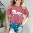 thumbnail image 2 of Gbsyewxs Childrens Shirts Short Sleeve Crew Neck Horse Print Breathable Summer Toddler Girls Outfits Pink Size 4-5 Years, 2 of 4