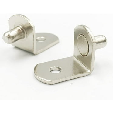 LAJIAOZ Hardware 20 Pcs 5mm L-Shaped Bracket Style Clips Shelf Support Pegs with Hole - Metal Nickel Plated Shelf Bracket Pins for Closets, Furniture, Cabinet , Bookshelf ,Kitchens Support