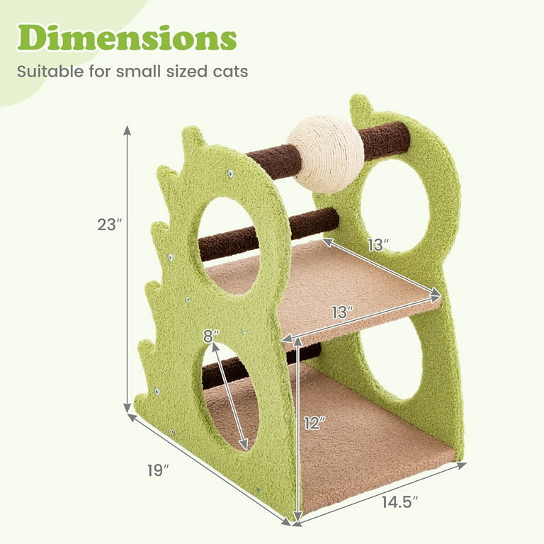 Gymax 2-Tier Dinosaur Cat Tree Tower w/ Rotating Scratching Sisal