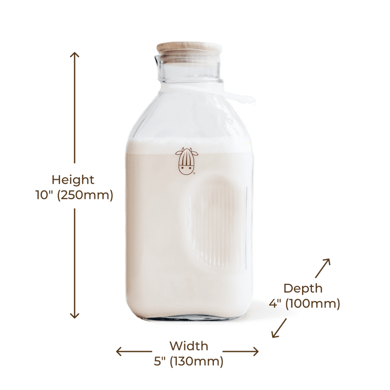 Almond Cow - Glass Bottle Milk Container for Refrigerator, 60 fl oz, Glass  Pitcher with Lid and Spout, Clear Milk Jug Glass Bottles, Food-Grade Glass  Liquid Container, 5 x 4 x 10 inches 