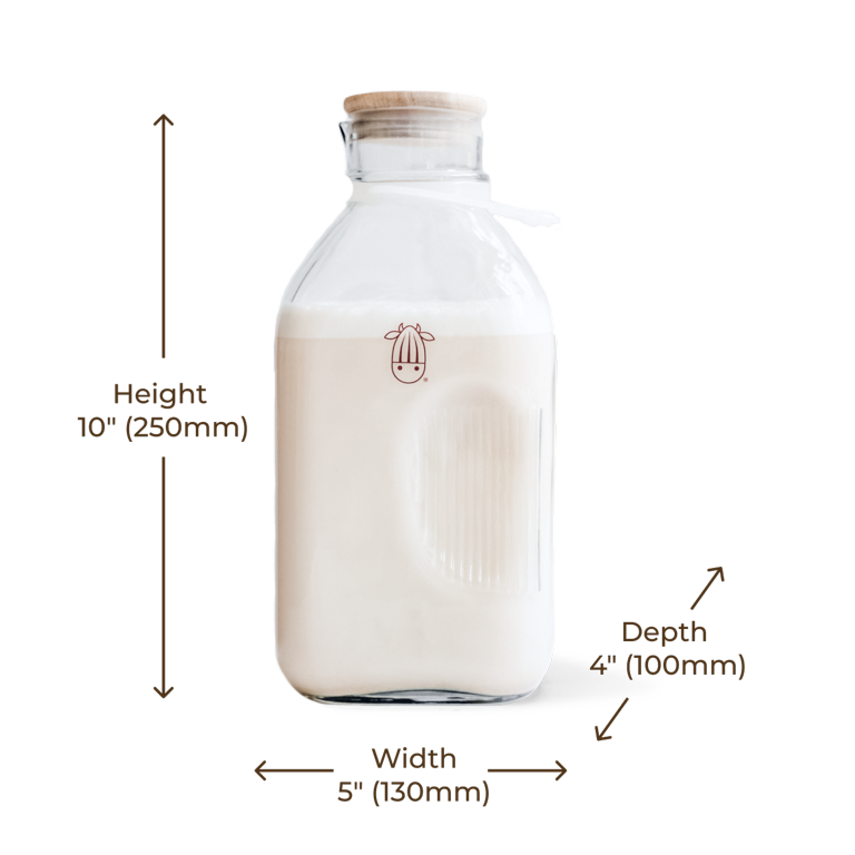 Almond Cow - Glass Bottle Milk Container for Refrigerator, 60 fl oz, Glass  Pitcher with Lid and Spout, Clear Milk Jug Glass Bottles, Food-Grade Glass  Liquid Container, 5 x 4 x 10 inches 