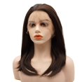thumbnail image 3 of Hair Synthetic Lace Front Wig Straight Short 15inch Two Tone Brown Mix Heavy Density Realistic Wig Brown, 3 of 4