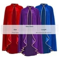 thumbnail image 3 of Women's Vintage Medieval Cloak Stand Collar Velvet Gold Trim Renaissance Cape for Adult, 3 of 5