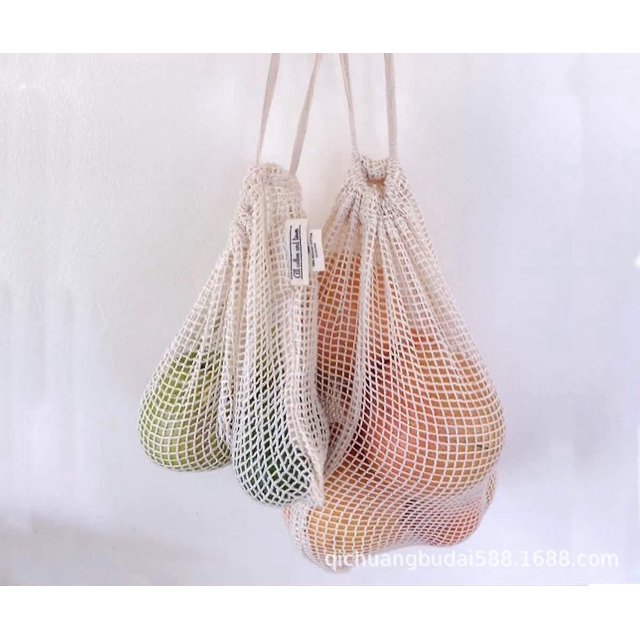 BR Bolsas para verduras de algodón orgánico - Juego de 3 (20x22,5 cm)