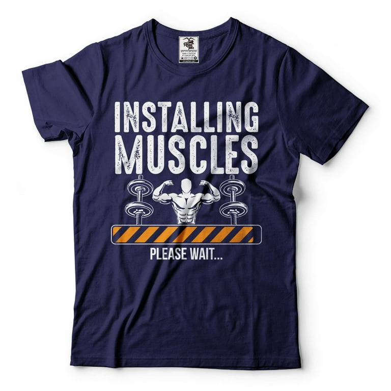 Mens Installing Muscles Shirt Gym Shirts Bodybuilder Shirt Funny Gym Joke Tees  Fitness Gifts (4X-Large Military Green) 