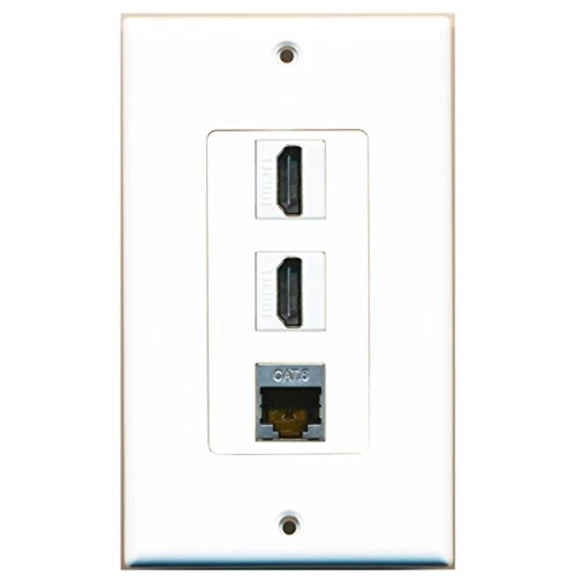 RiteAV - 2 Port HDMI and 1 Port Shielded Cat6 Ethernet Decorative Wall Plate