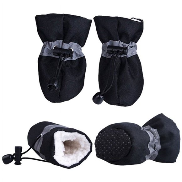 Dosaele Dog Shoes for Winter  Dog Boots & Paw Protectors  Fleece Warm Snow Booties for Puppy with Strip Anti-Slip Rubber Sole for Small Medium and Large Dogs