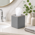 thumbnail image 6 of ABCISI Tissue Box Cover, Decorative Linen Square Tissue Holder with Rose Gold Trim, Modern Cube Tissue Box Holder for Bathroom, Bedroom, Office, Living Room (Grey), 6 of 6