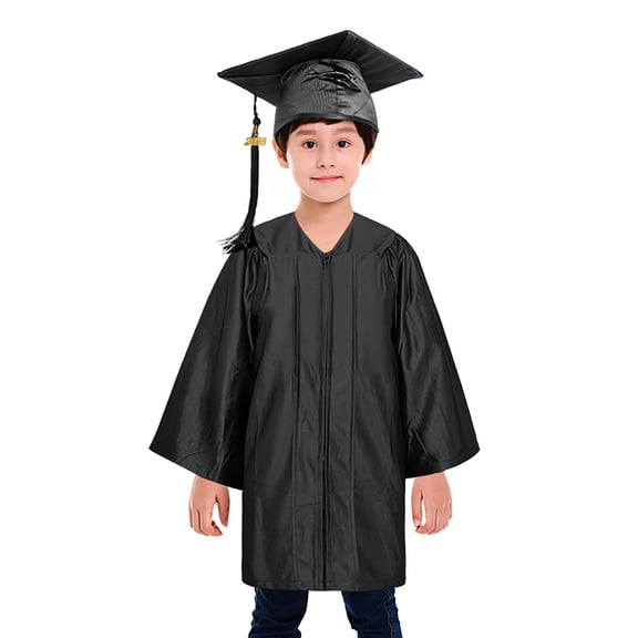 Toptie Unisex Kindergarten Kids Graduation Set Gown Cap Tassel 2023, Black