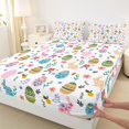 thumbnail image 3 of Manfei Boho Dinosaur Egg Twin Sheet Sets,Cute Cartoon Flower Twin Fitted Sheet,Kawaii Rabbit Print Flat Sheet For Girls Kids,Breathable Home Decor,3-Piece, 3 of 7