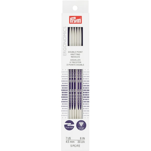 Prym Ergonomics Double Point Knitting Needle Set - Size 7, Set of 5, 8"