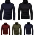thumbnail image 3 of Mens Thermal Cotton Turtle Neck Skivvy Turtleneck Sweaters Stretch Shirt Tops, 3 of 5