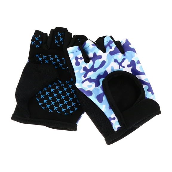TABLZONE 1 Pair Kids Half Finger Anti Slip Gloves Assorted Color Composite Material