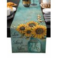 thumbnail image 2 of Vintage Sunflower Cotton Linen Table Runner 18 x 72 inch Teal Retro Summer Botanical Floral Non-slip Rectangular Dining Table Decor for Wedding Party Holiday Dinner, 2 of 8