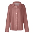 thumbnail image 6 of WTOBBY Women's Casual Long Sleeve Solid Color Button Down Shirt Blouse with Classic Collar, Regular Fit Top for Everyday Wear, Comfortable and Breathable Fabric for Spring Fall Season,Pink 2XL, 6 of 6
