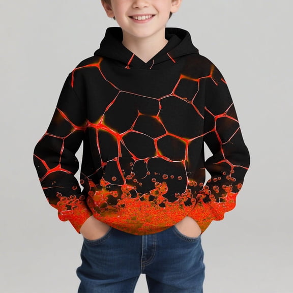 Hoodies for Kids Girls Boys Vintage Y2k Pullover Tops Hip Hop Hoodie Streetwear Costume Long Sleeve Hooded Sweatshirts with Pocket Orange 11-12 Years