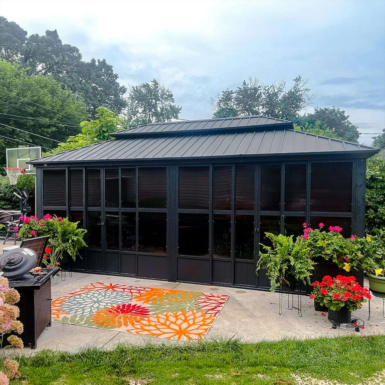 PURPLE LEAF 12' X 20' Sunroom Hardtop Gazebo Solarium Galvanized