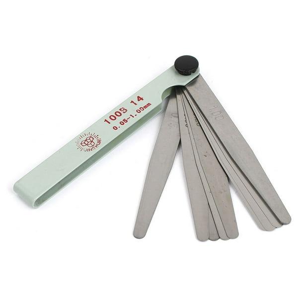 Calibrador de espesores de 1 cm de ancho y rango de 0.05-1.00 mm con 14 hojas