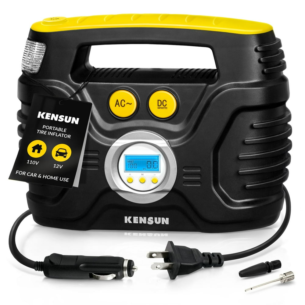 Portable Tire Inflator with Digital Display for Car 12V DC and Home 110V AC 30 Litres/Min; Max