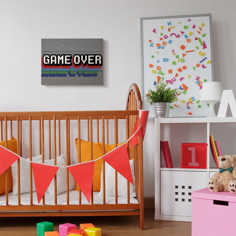 Stupell Industries Retro Game Over Phrase Rustic Video Game Text Canvas Wall Art Design by Daphne Polselli