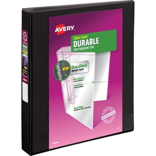 Avery Durable View Binder - DuraHinge 1' Binder Capacity - Letter - 8 1/2' x 11' Sheet Size - 220 Sheet Capacity - 3 x Slant D-Ring Fastener(s) - 2 Internal Pocket(s) - Poly - Black - 14.72 oz - Rec