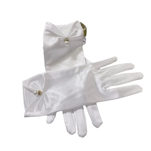 Fgnfyis Elegant Satin Opera Length Evening Wedding Gloves for Women Delicate Wrist Length Formal Affair Occasion White
