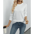 thumbnail image 6 of QUALFORT Women’s 100% Cotton Crew Neck Long Sleeve Pullover Sweater – Soft Lightweight Knit Top, 6 of 6