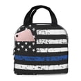 thumbnail image 1 of Disketp Thin Blue Line Flag for Insulated Lunch Bag for Women and Men, Perfect for Work, Hiking, Picnic, 1 of 8