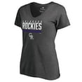 thumbnail image 2 of Women's Ash Colorado Rockies Win Stripe V-Neck T-Shirt, 2 of 3