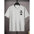 thumbnail image 2 of [95% Polyester Crew Neck T-Shirt] Men'S Casual Crew Neck T-Shirt with Ace of Spades Print, Polyester 95% Spandex 5% Knit Fabric, Regular Fit, Medium Stretch, for Teen & Adult - Spring/Summer/Fall, 2 of 9