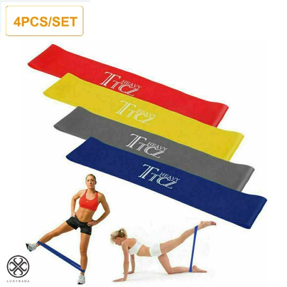 Luxtrada Resistance Bands Loop Set of 4 Exercise Workout Fit Fitness Yoga Booty Band