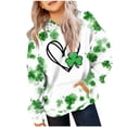 thumbnail image 1 of Sudadera con capucha para niños, camiseta de manga larga con estampado del Día de San Patricio para niños y mayores, sudadera con capucha para niña, parte superior de poliéster., 1 of 5