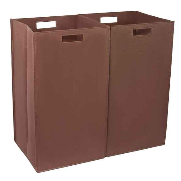 Internet's Best Collapsible Folding Laundry Hamper - Set of 2 - Brown
