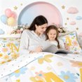 thumbnail image 4 of meiyoeat Floral Letter M Twin Comforter Sets for Girls, Spring Daisy Groovy Bedding Set for Bedroom, Multicolor, Reversible, 2pcs, 1 Comforter and 1 Pillowcase, 4 of 6