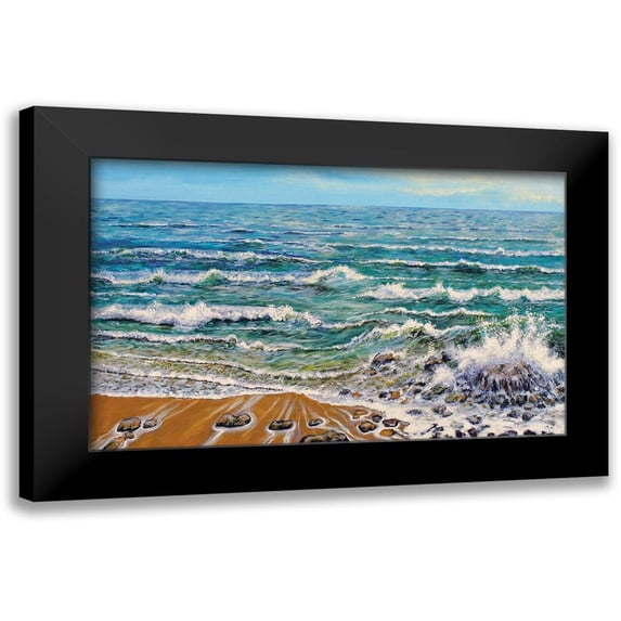 Francis, Sandra 24x17 Black Modern Framed Museum Art Print Titled - Wind White Waves