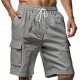 thumbnail image 6 of MIXUE Mens Shorts Summer Solid Color Pocket Outdoor Sports Casual Loose Linen Cargo Mens Workout Shorts Activewear,Gray,XXL, 6 of 9