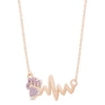 thumbnail image 2 of AFFY Round Cut Simulated Birthstone Paw & Heartbeat Pendant Necklace In 14K Rose Gold Over Sterling Silver By, 2 of 7