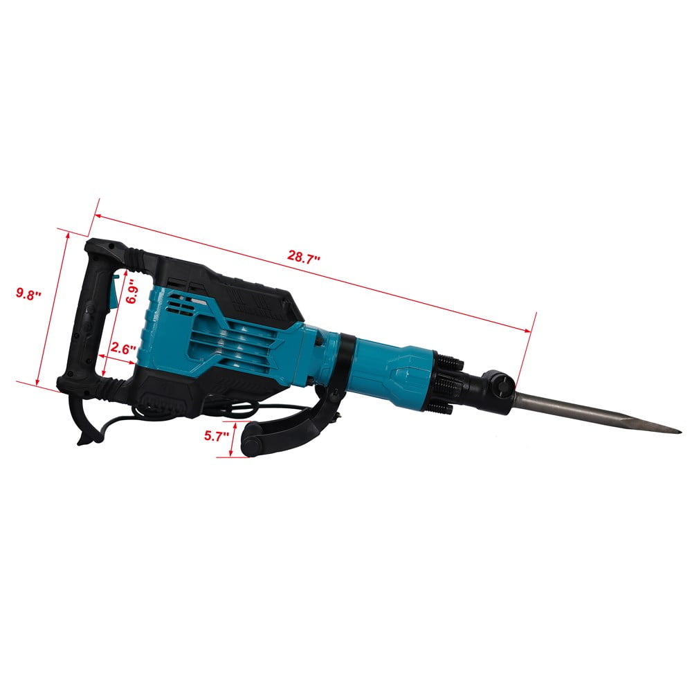 TOPCHANCES 1700W 1900BPM Electric Demolition Jack Hammer 1-1/8 Inch SDS-Hex Heavy Duty Concrete Pavement Breaker Drills Kit