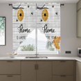 thumbnail image 4 of Cartoon Bee Kitchen Window Curtains, Swag Curtains Valance for Bedroom Living Room Bathroom, Country Vintage Branches Greyish Wooden Grain Rod Pocket Window Curtain Block Drapes 2 Panels 36"x63", 4 of 5