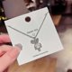 thumbnail image 3 of Women Necklace Chain Choker Pendant Jewelry Girls Gift Titanium Steel Cute Bunny Lock Opal, 3 of 5