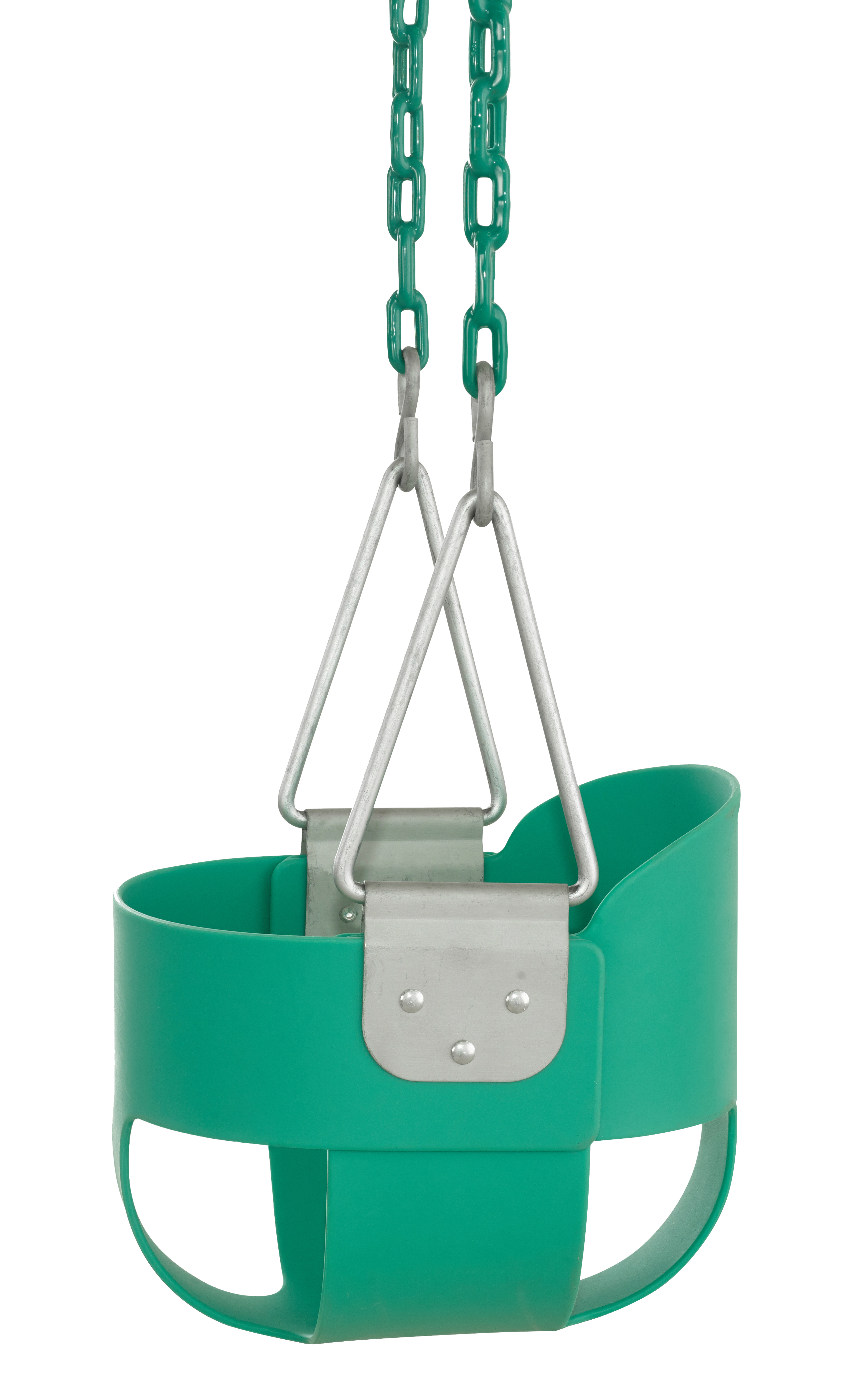 Outdoor Heights High Back Full Bucket Toddler & Baby Swing Set for Backyard Swing with Vinyl Coated Chain (2, Green)