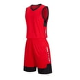 thumbnail image 7 of BRGZLK Children's Sports Shorts Sets Kids Trendy Solid Color Casual Round Neck Sleeveless Basketball Shirt With Elastic Waist Shorts Sports Quick Dry Set Red 11-12 Years, 7 of 7
