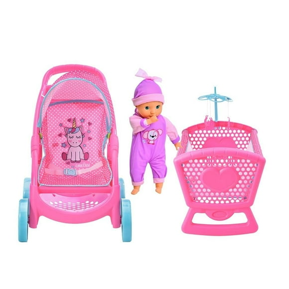 Set Sweet Unicornio Élite Prinsel Carriolita, Cunita y Muñeca